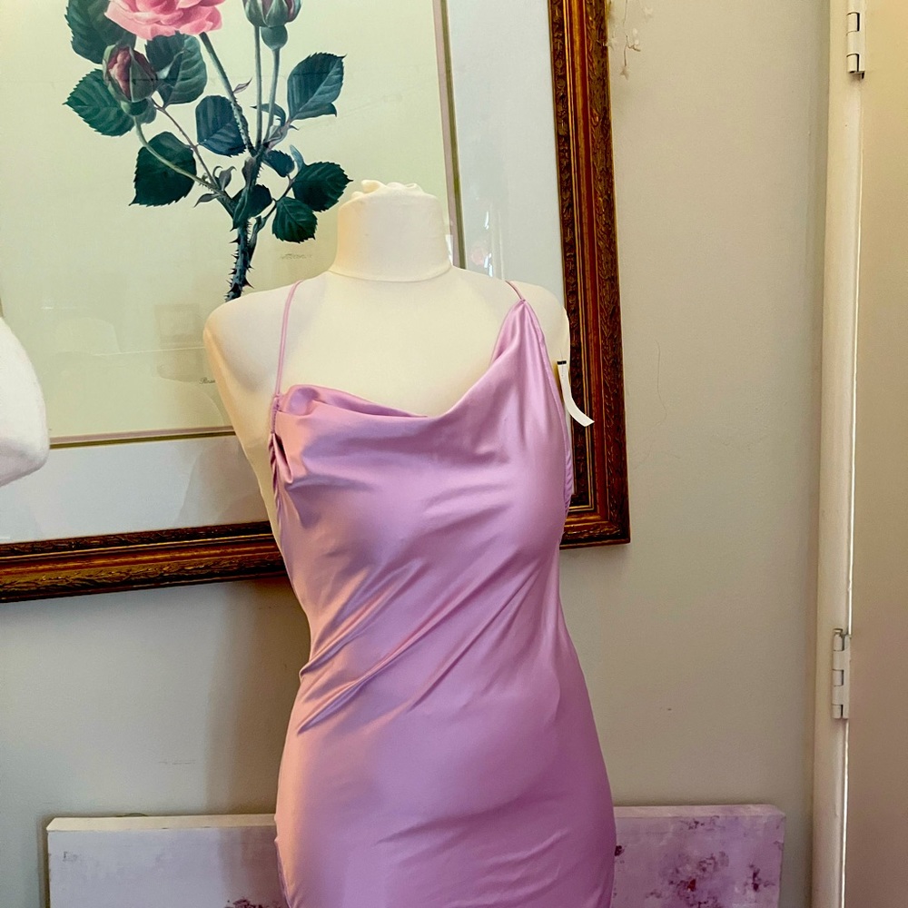 Lilac dress with spaghetti straps